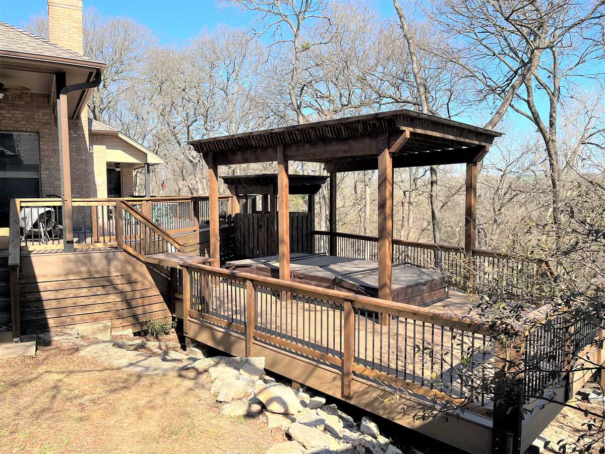 Round Rock TX Custom Spa Deck with Pergola